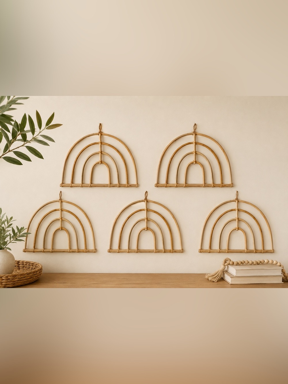 Rainbow Wall Decor Boho Rattan